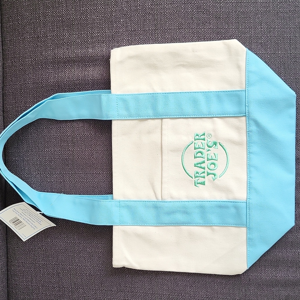 Trader Joe's LIMITED EDITION 2025 Mini Canvas Tote Bags in Blue - NWT